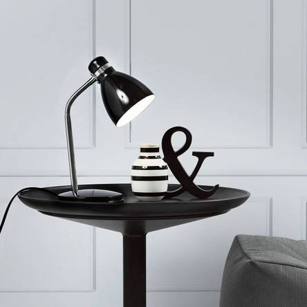 Настільна лампа 1 патрон Е14 чорний метал 15х33 см, фото 2