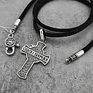 Срібний хрестик з цепочкою із шовку. Хрест "Образ" та шовковий шнурок зі срібним замком. Довжина 55 см, фото 6