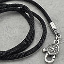 Срібний хрестик з цепочкою із шовку. Хрест "Образ" та шовковий шнурок зі срібним замком. Довжина 55 см, фото 9