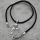 Срібний хрестик з цепочкою із шовку. Хрест "Образ" та шовковий шнурок зі срібним замком. Довжина 55 см, фото 10