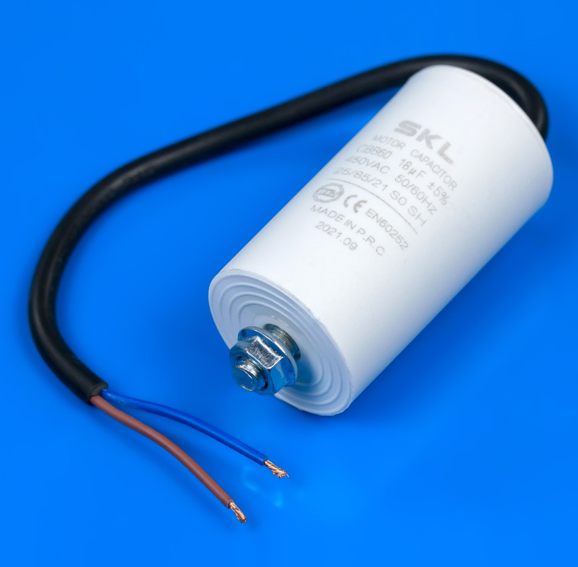 Конденсатор для пральної машини 18 Mf 450V з дротом SKL