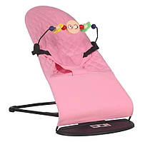 Дитячий шезлонг ( крісло-качалка) рожевий + ДУГА З ІГРАШКАМИ