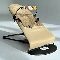 Дитячий шезлонг ( крісло-качалка) бежевий + ДУГА З ІГРАШКАМИ