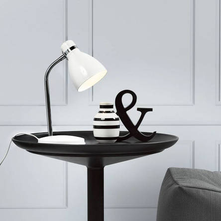 Настільна лампа 1 патрон Е14 білий метал 15х33 см, фото 2