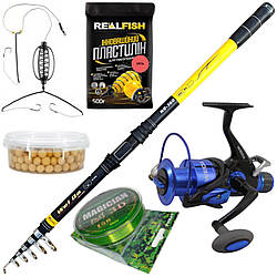 Короповий набір з вудилищем Weida WD 3.6m (150-300 gr), котушкою HB 50, ліскою 3Д 150 м, оснасткою та прикормкою
