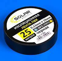 Ізострічка чорна Solar 19 мм x 25 м для електромонтажних робіт