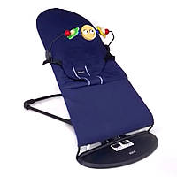 Дитячий шезлонг ( крісло-качалка) темно-синій + ДУГА З ІГРАШКАМИ