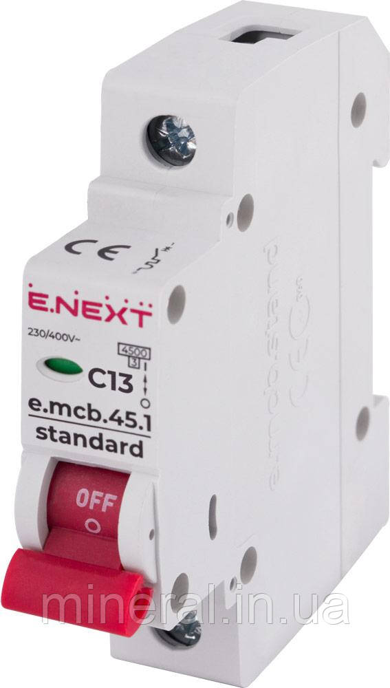 Модульний автоматичний вимикач e.mcb.stand.45.1.C13, 1р, 13А, C, 4,5 кА