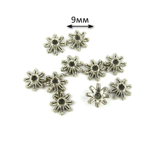 Обіймач для намистин Серебро 9мм 10шт KRS001-3, фото 1