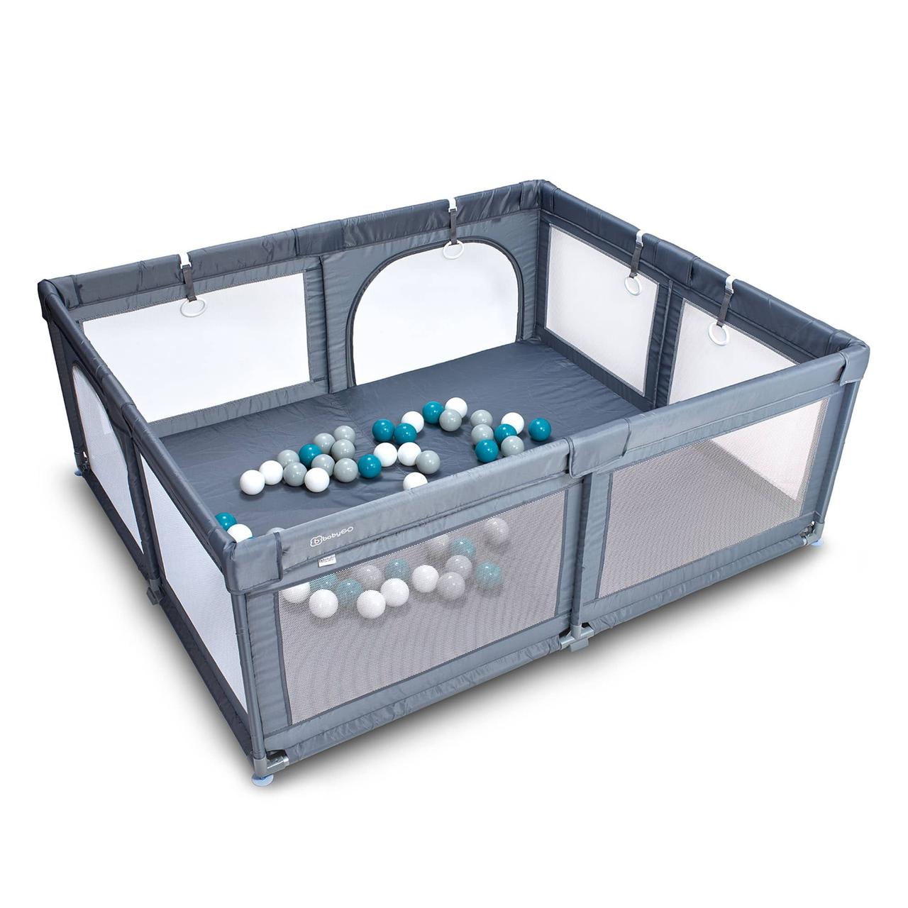 Манеж Playpark з 48 кульками, «babyGO» (7701), колір Grey (сірий)