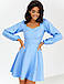 Витончене коктейльне коротке плаття з вільним рукавом, блакитне, фото 3