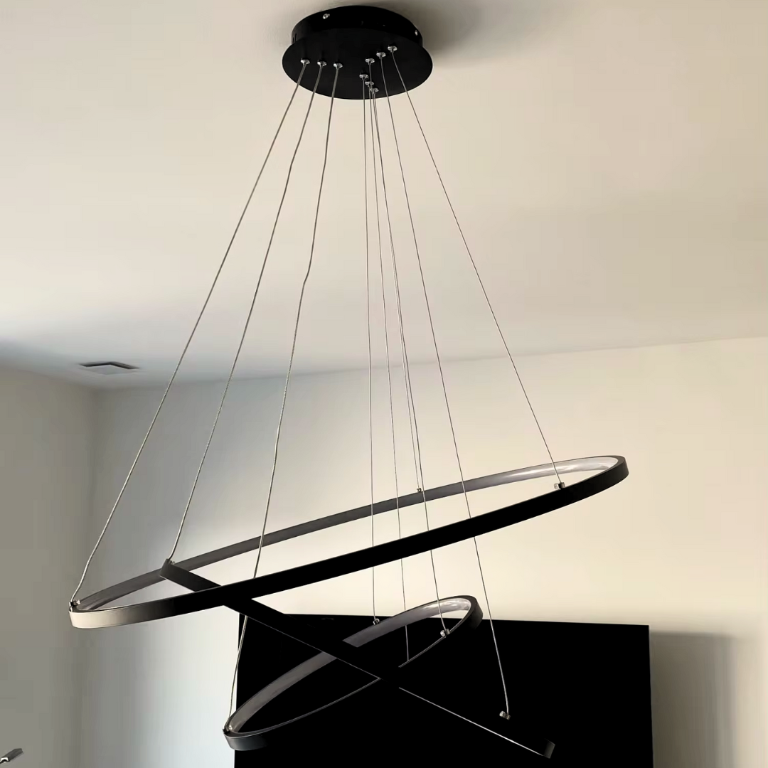 Люстра в залу на три кільця Levistella 130W до 20 м² колір Чорний LVS4510, фото 1