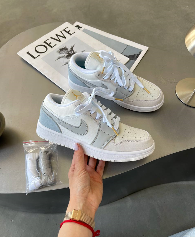 Жіночі кросівки Nike Air Jordan 1 Low Paris кеди Найк Джордан короткі сірі з білим