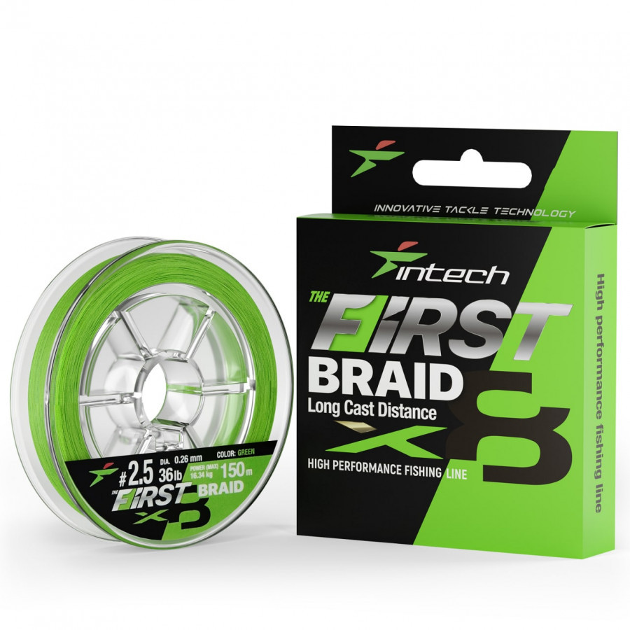 Шнур плетений Intech First Braid X8 Green 150m #0.6 (12lb/5.45kg)