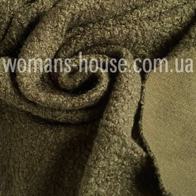 Букле Баранчик пальтова тканина 150 см щільна 300 г/м2 м'яка Хакі, фото 1