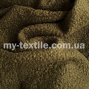 Тканина пальтова Букле Баранчик 150 см щільність 300 г/м2 однотон Хакі