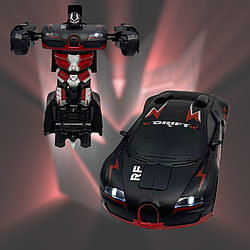 Машинка трансформер на радіокеруванні акумуляторна 2в1 Bugatti autobot Робот автобот на пульті управління
