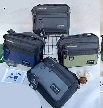 Чоловіча сумка тканинна 26*21 см через плече на блискавці з кишенею в різних варіантах Luna