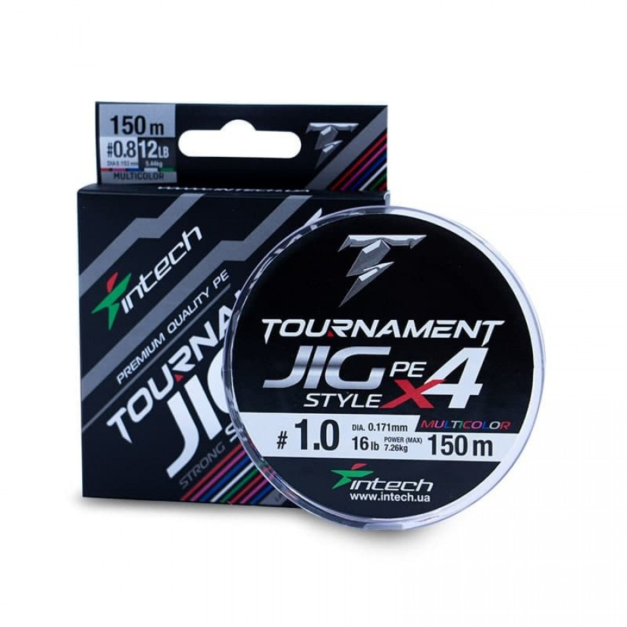 Шнур плетений Intech Tournament Jig Style PE X4 Multicolor 150m #0.8 (12lb / 5.44kg)