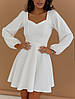 Красиве романтичне коротке жіноче плаття з довгими рукавами, айворі, фото 3