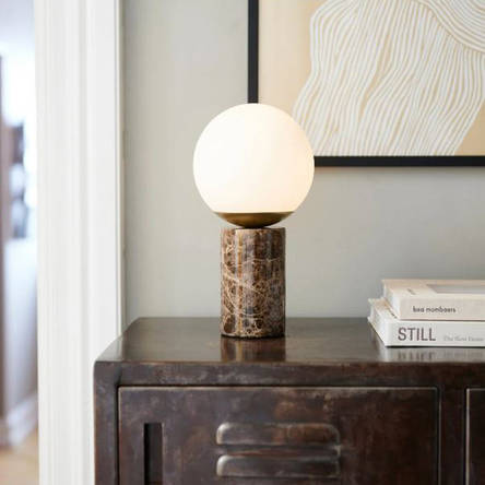 Світильник на 1 лампу Е14 біле скло/ коричневий мармур 15х28.5 см, фото 2