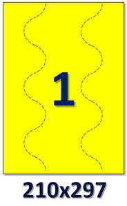 Жовті (лимонні) флуоресцентні етикетки на А4: 1 шт. Розмір: 210х297 мм.