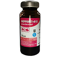 Розчин для ін'єкцій Феррівет+В12 у разі залізодефіцитної анемії у тварин 10 мл Ветсинтез термін 12.2024