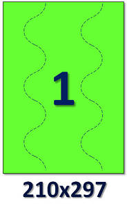 Зелені (салатові) флуоресцентні етикетки на А4: 1 шт. Розмір: 210х297 мм.