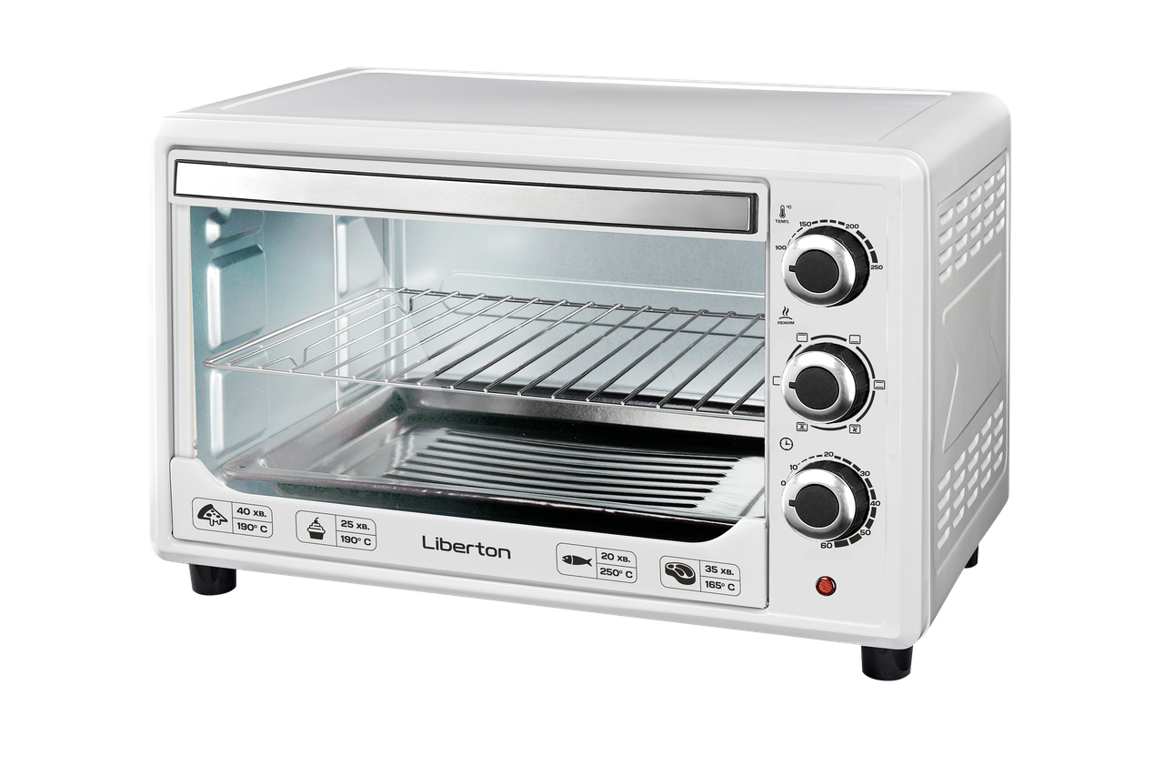 ЕЛЕКТРОДУХОВКА Liberton LEO-480 WHITE 2000Вт, об'єм 48л, 5 режими, макс. температура 250°C, таймер 60 хв, білий