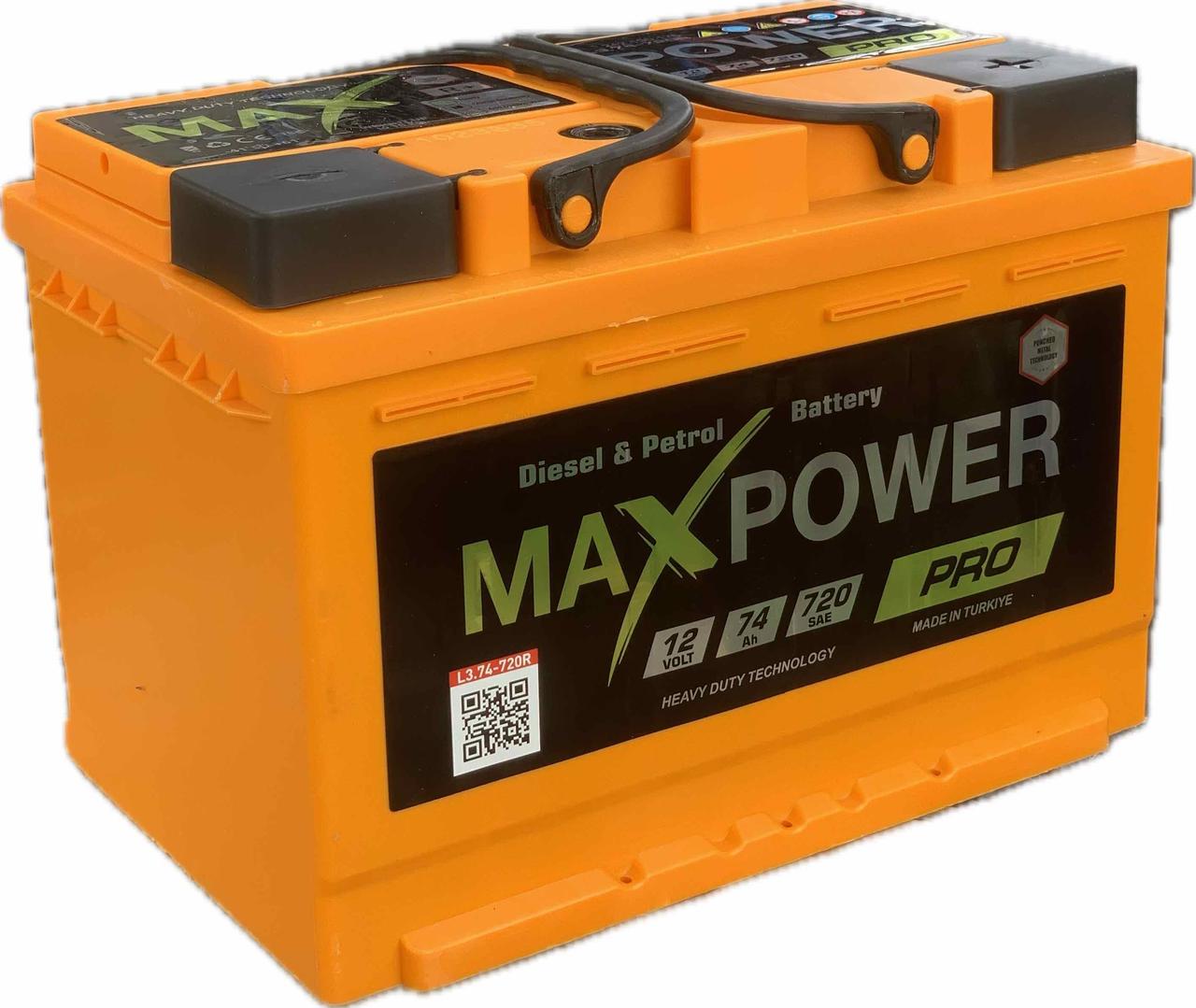 Акумулятор автомобільний MAX POWER 74 Ah (R+) (720A) L3