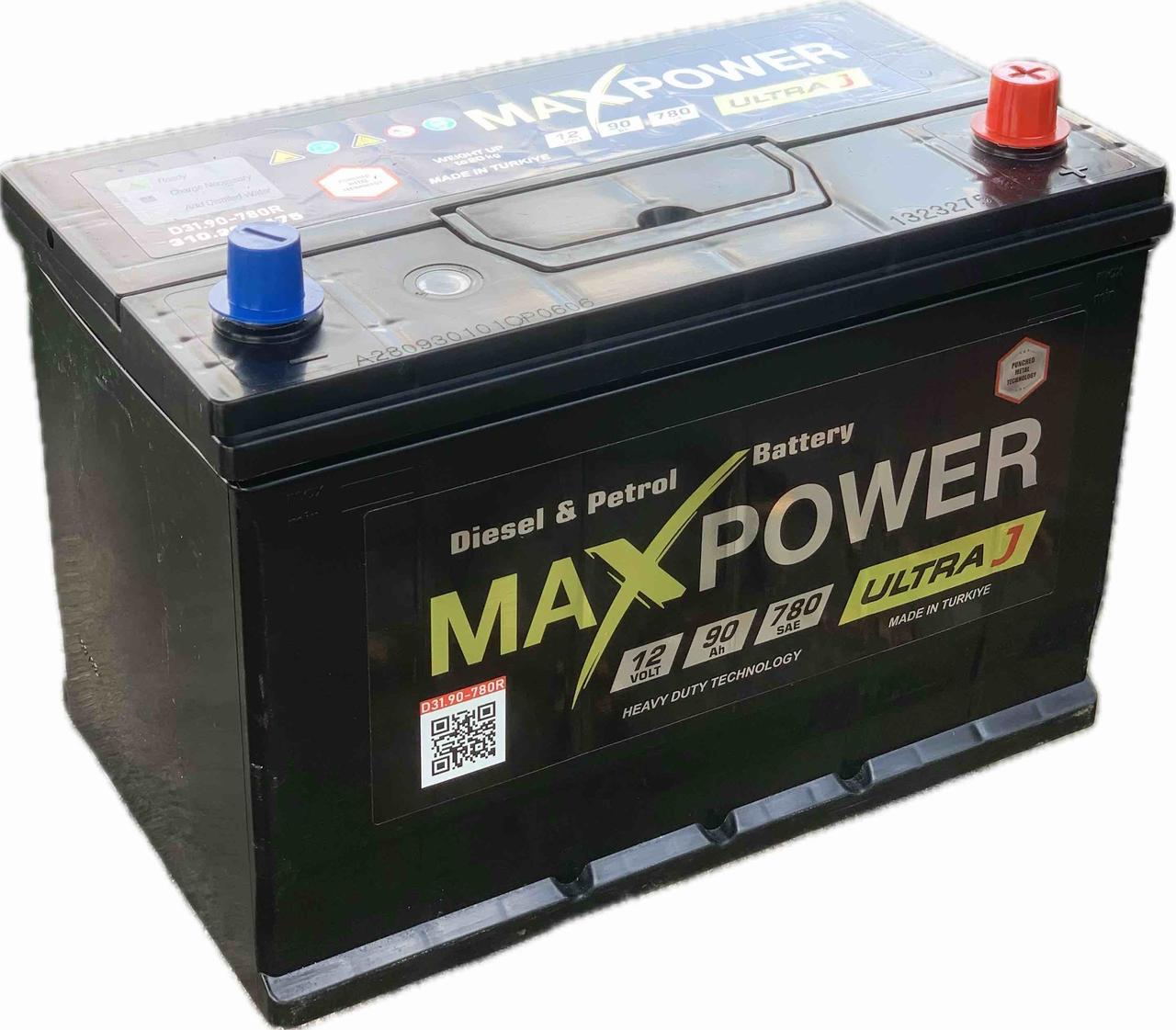 Акумулятор автомобільний MAX POWER Asia 90 Ah (R+) (780A) 95D31L