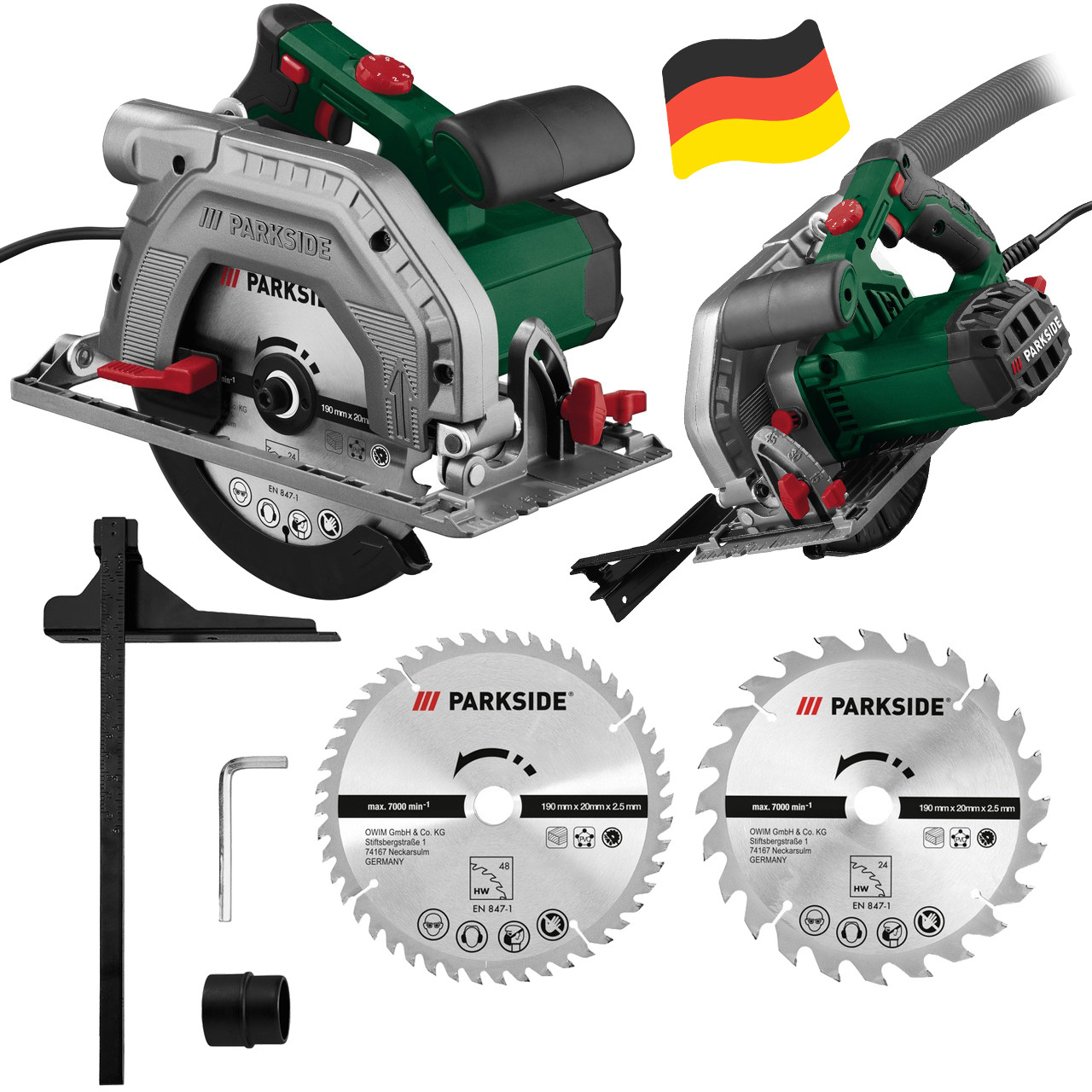 Ручна циркулярна дискова пила (циркулярка) Parkside PHKS 1350 E4 (1350 Вт, Німеччина), фото 1