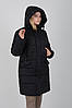 Жіночий чорний теплий зимовий пуховик середньої довжини з з хутром, фото 5