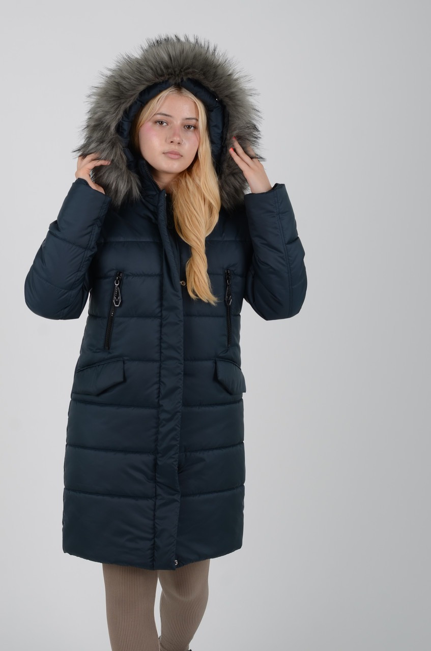 Жіночий якісний теплий зимовий пуховик з хутряною опушкою, до -20 градусів, фото 1