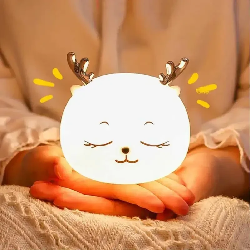 Силіконовий дитячий нічник Оленя EL-543-24, нічник у формі Олена із сенсорним датчиком SV227, фото 1