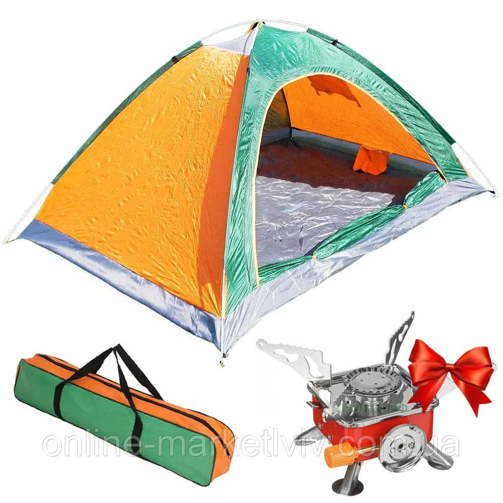 Купить Палатка трехместная 200х110см + Подарок Туристическая газовая ...