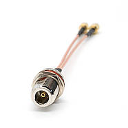 Спліттер антенний 2х SMA Male (тато) - N Female (мама) 15 см кабель пігтейл адаптер перехідник для модемів FPV, фото 3