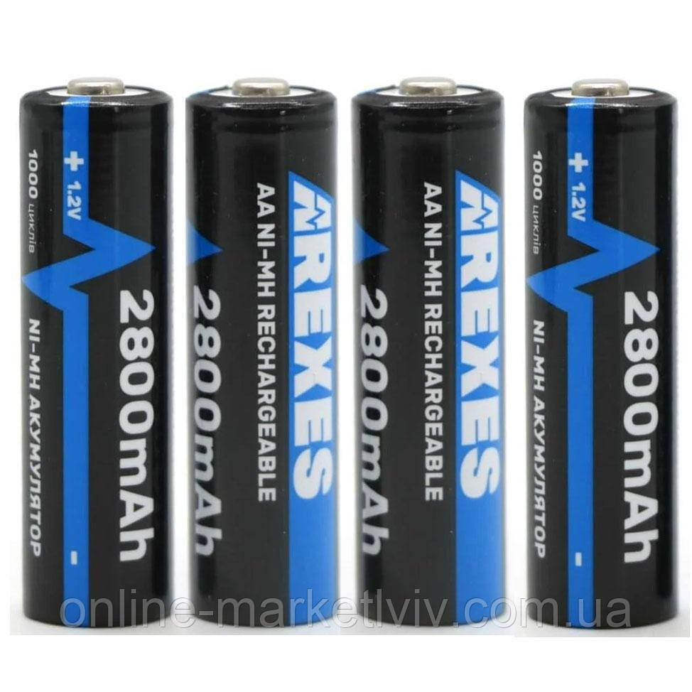 Комплект 4шт Акумулятор пальчиковий АА, 2800mAh Arexes / Акумуляторна батарейка / Багаторазова батарейка, фото 1
