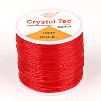 Силіконова нитка основа для браслета 0,8 мм 1 котушка (+-100 м) Червоний