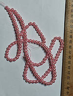 Нимистини жемчужні рожевий діаметр 6 мм на нитці