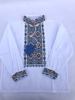 Дитяча вишиванка для хлопчика з довгим рукавом розмір 1-5 років, білого кольору