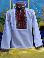 Дитяча вишиванка для хлопчика з довгим рукавом розмір 2-6 років, білого кольору