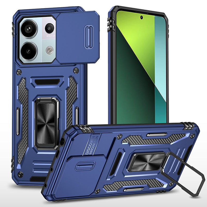 Протиударний чохол Camshield Army Ring для Xiaomi Redmi Note 13 Pro 4G | Броньований з кільцем-підставкою Синій / Navy, фото 1