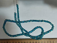 Нимистини бите скло яскраво-блакитний діаметр 6 мм на нитці