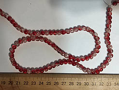 Нимистини бите скло червоний діаметр 6 мм на нитці