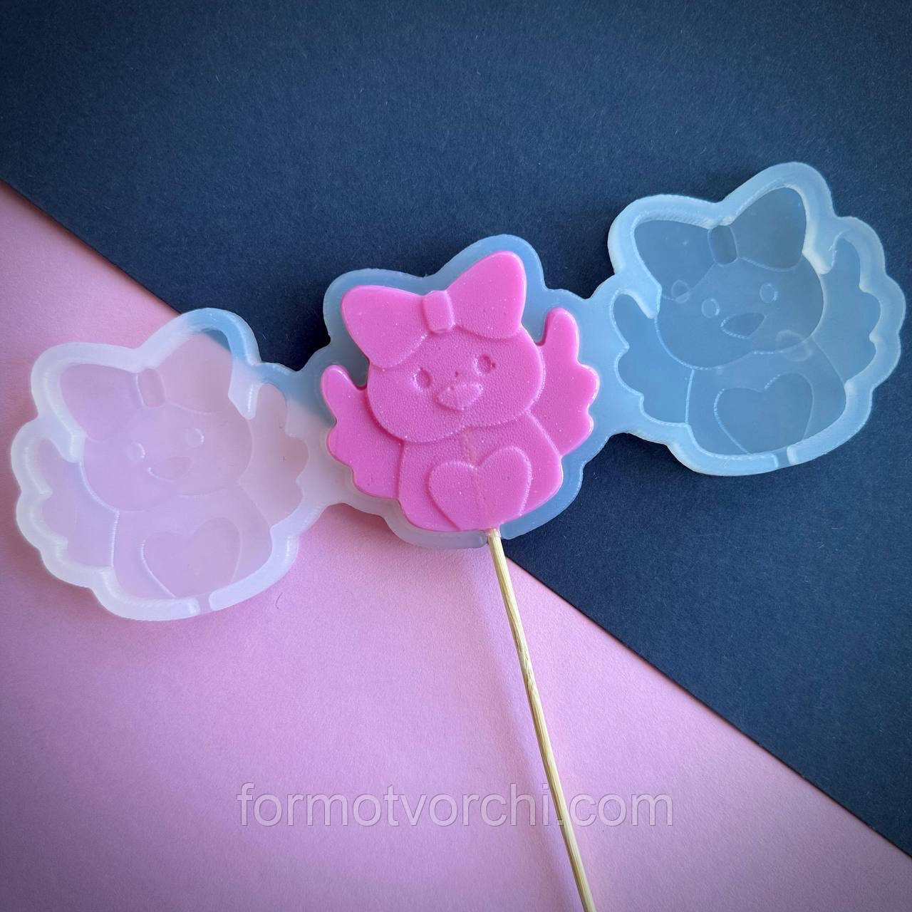 Силіконовий молд для льодяників "Курча з бантиком"