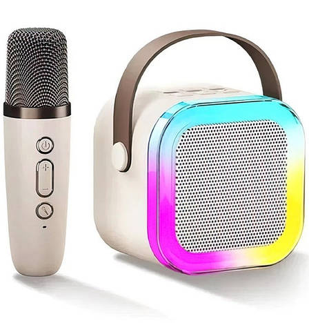Дитяча Bluetooth колонка з мікрофоном 5Вт RGB підсвічування Міні караоке 2000mAh K12 Бежевий, фото 1