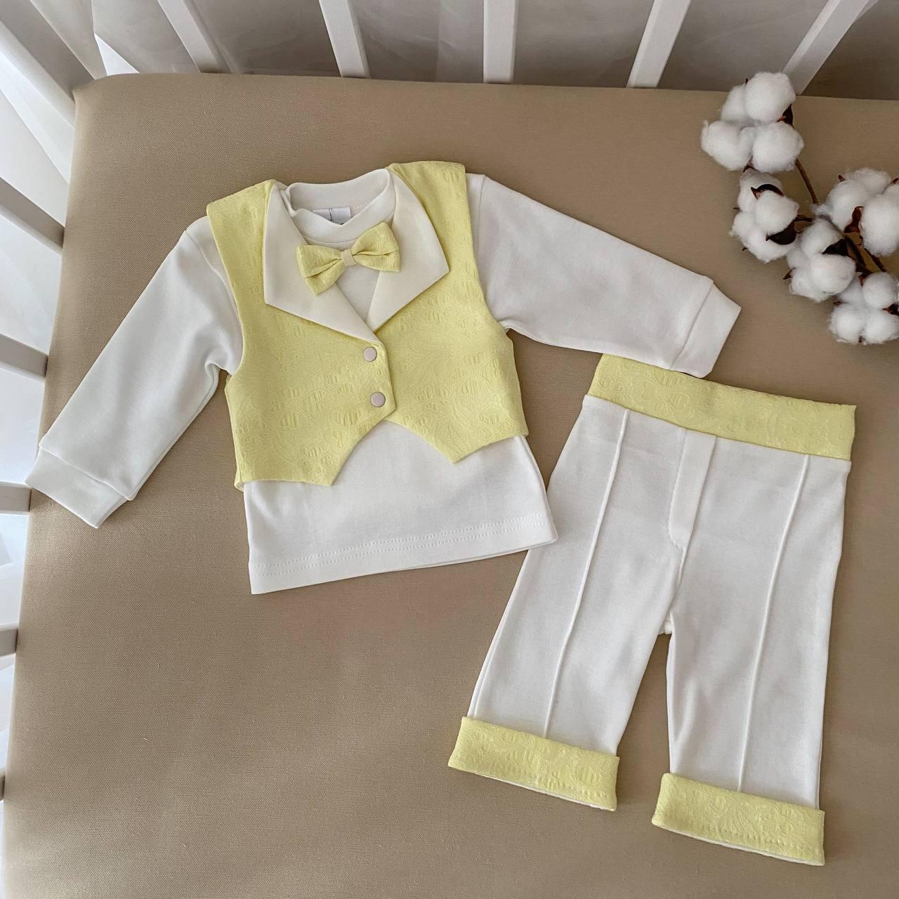 Костюм для хрещення "Маленький принц" інтерлок/жаккард зріст 62 см (1 – 3 місяці) Betis Жовтий, фото 1