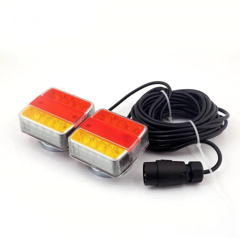 Задні ліхтарі Led для причепа з проводкою 7.5 м на магнітах 12-24v | з вилкою на 7 контактів (комплект)