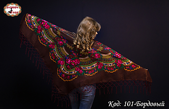 Український бордовий хустку з люрексом Вишенька, фото 3